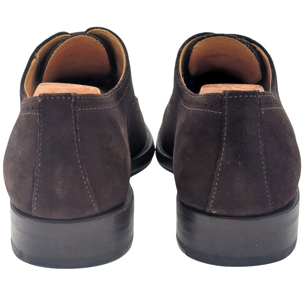 UK England Finsbury Dress Shoes Men's 6.5 Brown Suede Leather Cap-toe Oxfords - Picture 4 of 13
